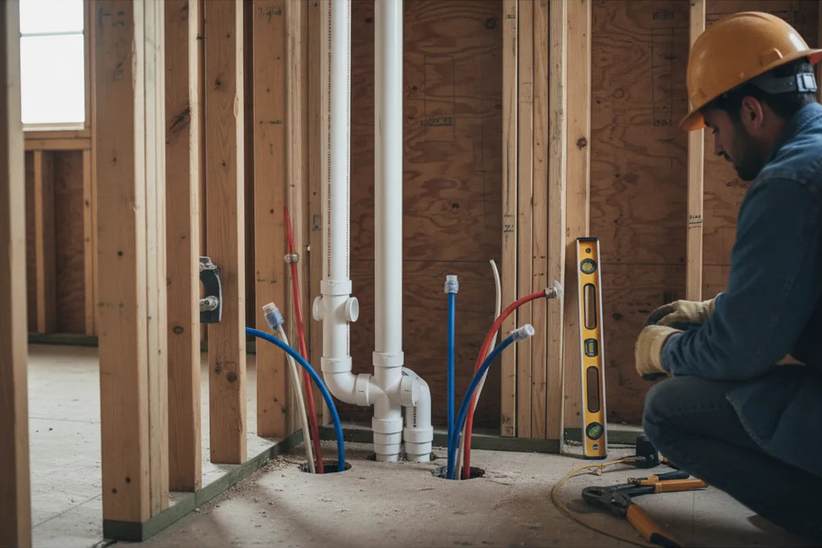 Drain and supply rough-in during Drain Cleaning in Parkton